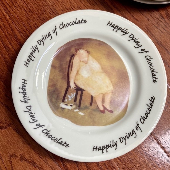 Erika Oller ‘Happily Dying of Chocolate’ Small Plates-Set of 6 - Picture 6 of 12